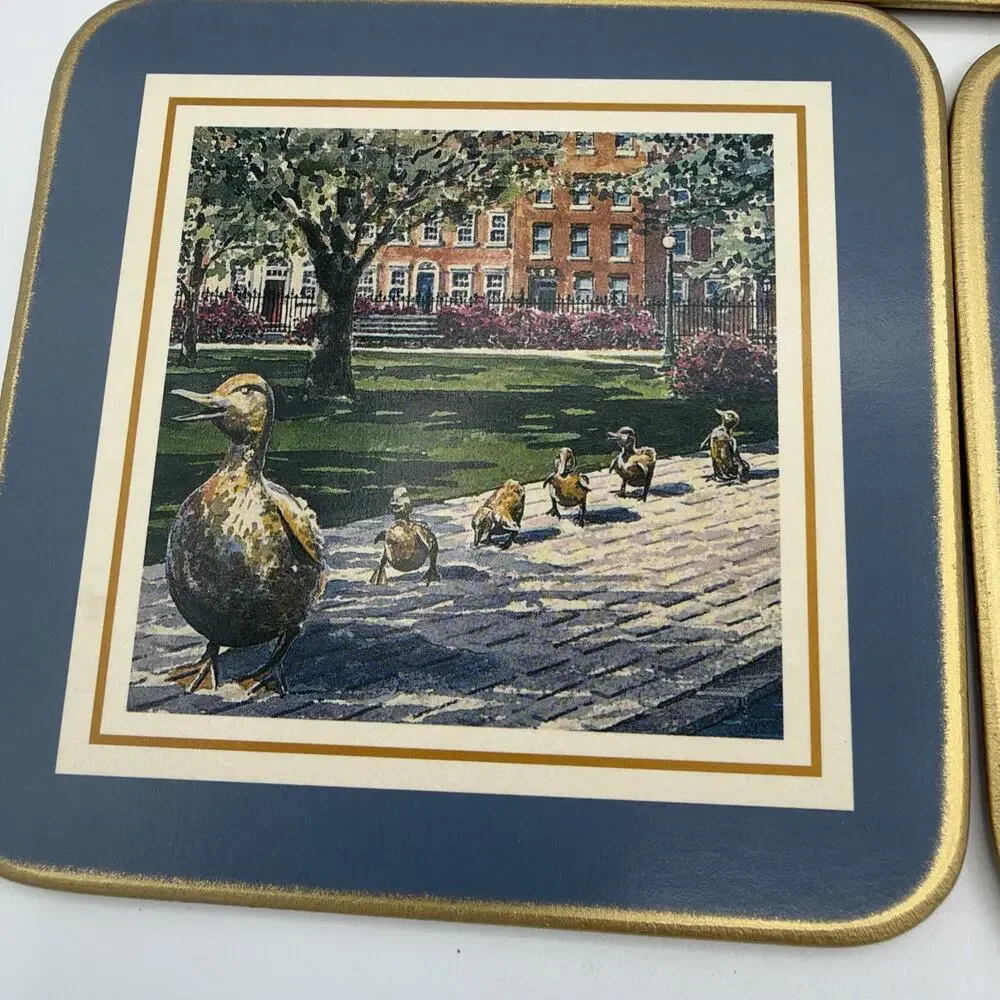 5 VTG Pimpernell Cottagecore Coasters Cork Backed BOSTON Ducks Swans Drinks